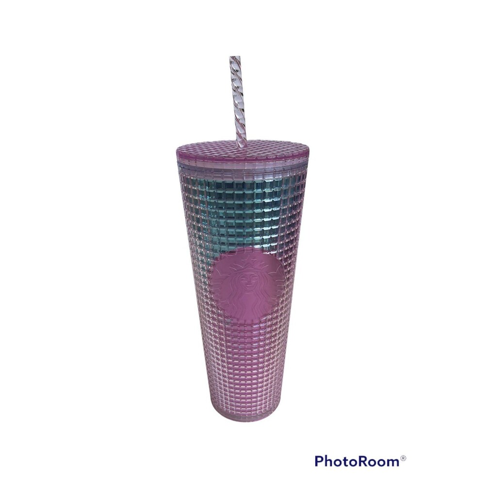 Starbucks Pink and Blue Disco Grid Tumbler 24oz NEW!